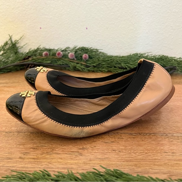 Tory Burch Jolie Two Tone Leather Ballet Flats Size 8M - Picture 6 of 14